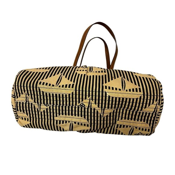 Dooney & Bourke Striped Sailboat Black Brown Tote Leather Straps Vintage - Picture 8 of 16